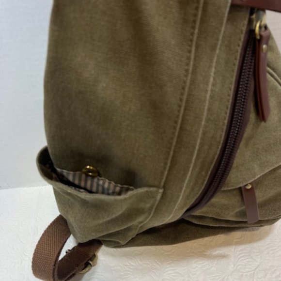 Olive Green Canvas Cotton Sling Bag Backpack Casual Daypack Rucksack Chest Bag main image 8
